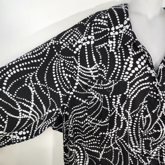 Maggie Barnes Top Womens Size 4X 30/32 Button 3/4 Sleeve Black White Polka Dots - Picture 8 of 10